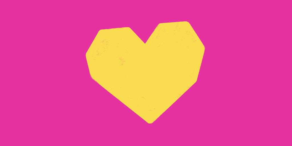 yellow heart on pink background